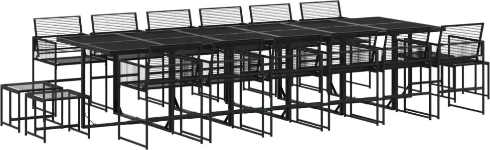 vidaXL Set mobilier de grădină, 17 piese, negru, poliratan