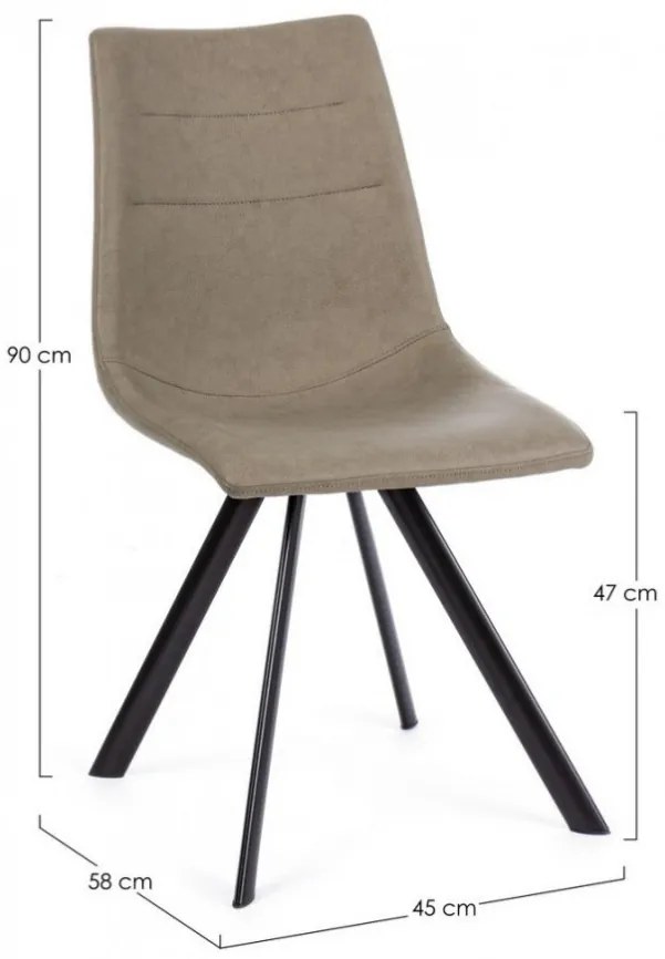 Scaun dining taupe din piele ecologica si metal, Alva Bizzotto