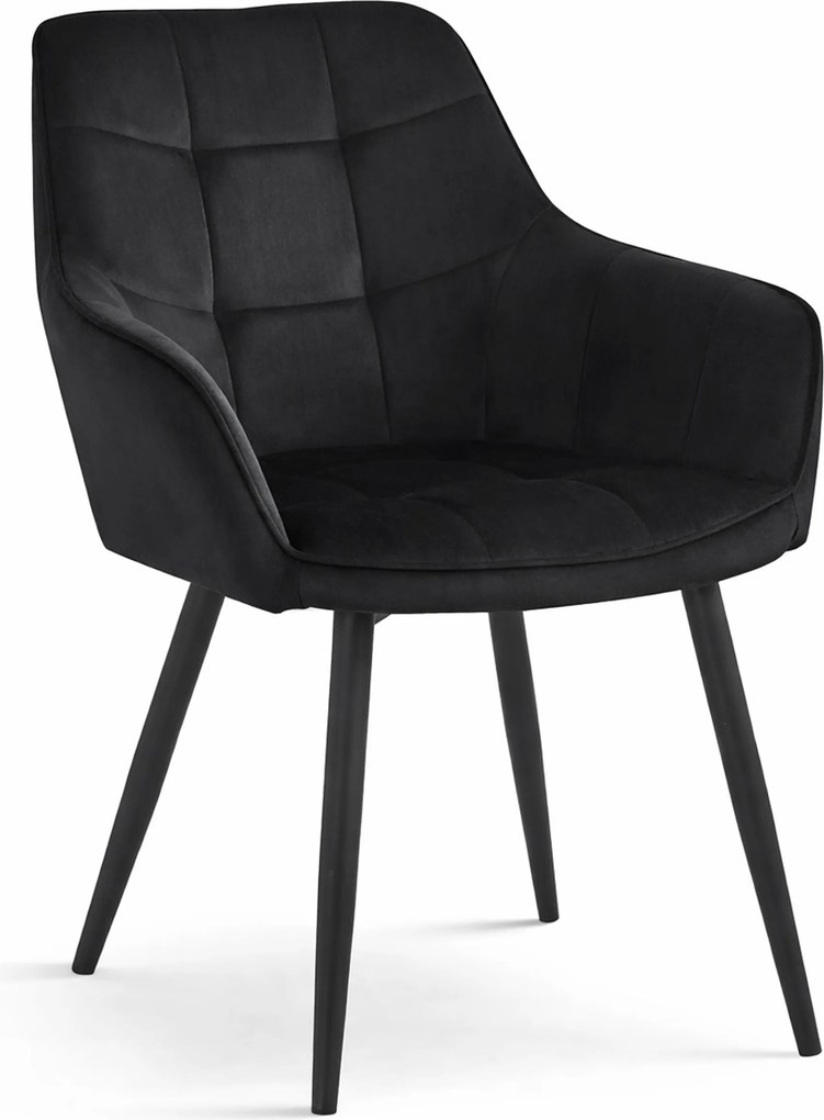 Scaun de masa VARSI VELVET cu picioare negre, negru