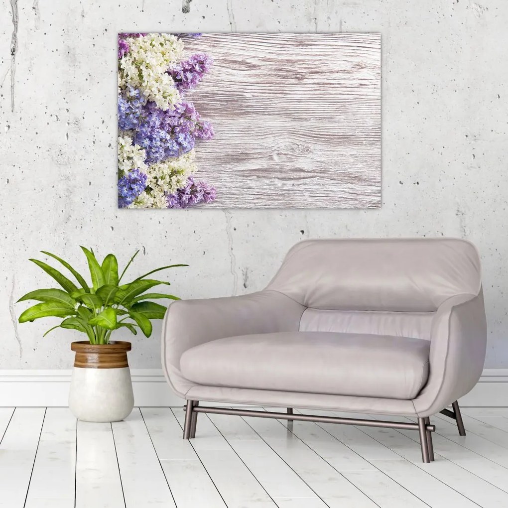Tablou - Liliac pe lemn (90x60 cm)
