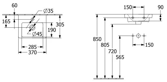 Villeroy & Boch 43703701 - Lavoar suspendat SUBWAY 37x30,5 cm ceramică/alb