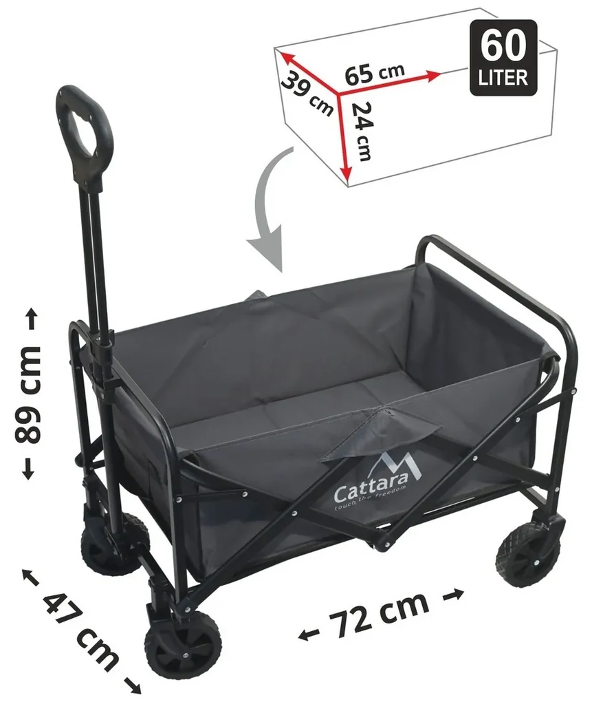 Cattara 13703 Cărucior pliabil pentru campingTrogir Pic colo, 94 x 77 x 54 cm, S