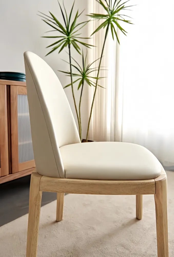 Scaun de sufragerie, natural/bej, piele ecologică, ZENTRA