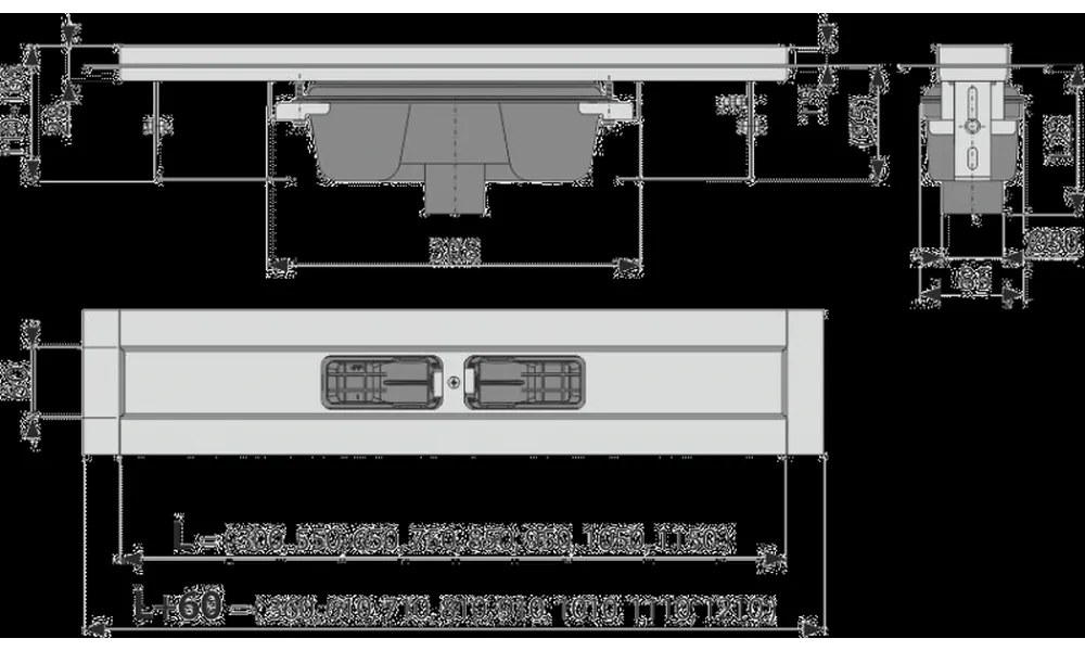 Dus de dus Professional 105 cm, cu margine pentru gratar complet, scurgere verticala, otel inoxidabil 1050 mm