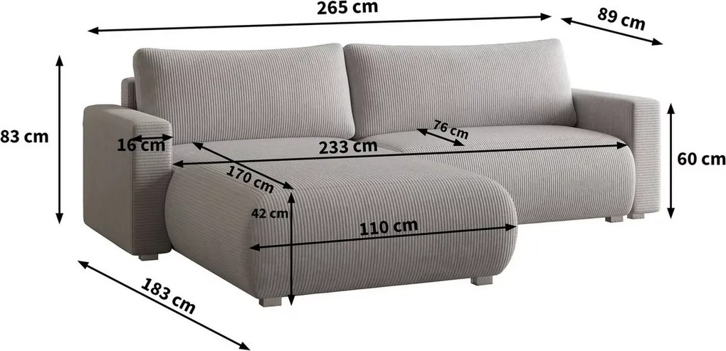 Coltar extensibil TAFIRA, gri deschis, colt interschimbabil