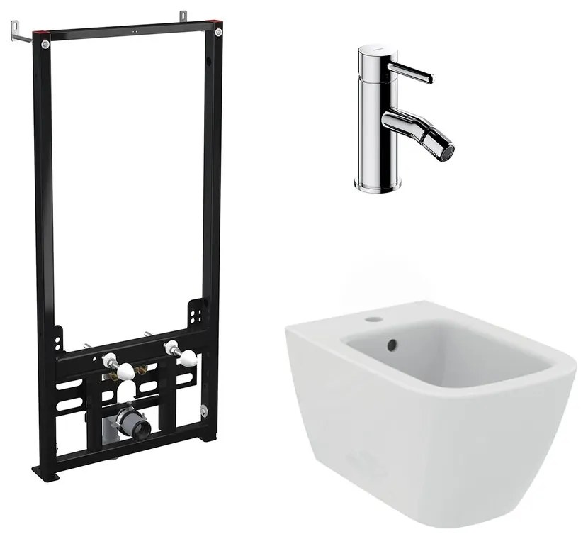 Pachet rama instalare Alca, bideu suspendat alb Ideal Standard I.life B si baterie bideu Omnires Y crom