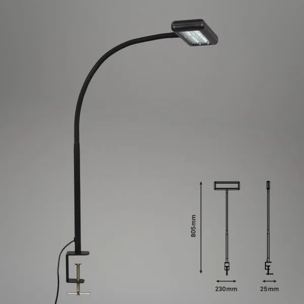 Lampă LED flexibilă de masă cu clemă Brilo TRASNA LED/7,5W/230V negru