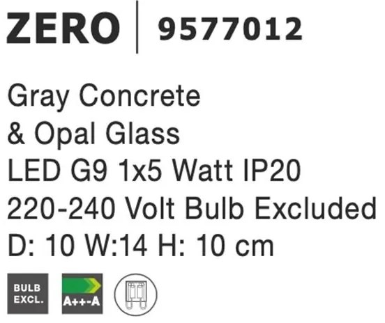 Aplica de perete design modern ZERO beton gri NVL-9577012