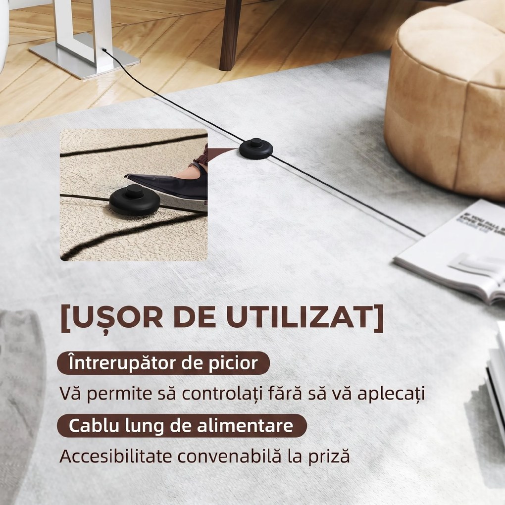 HOMCOM Lampadar de Podea cu Luminozitate Reglabilă și Întrerupător cu Pedală, Alb | Aosom Romania
