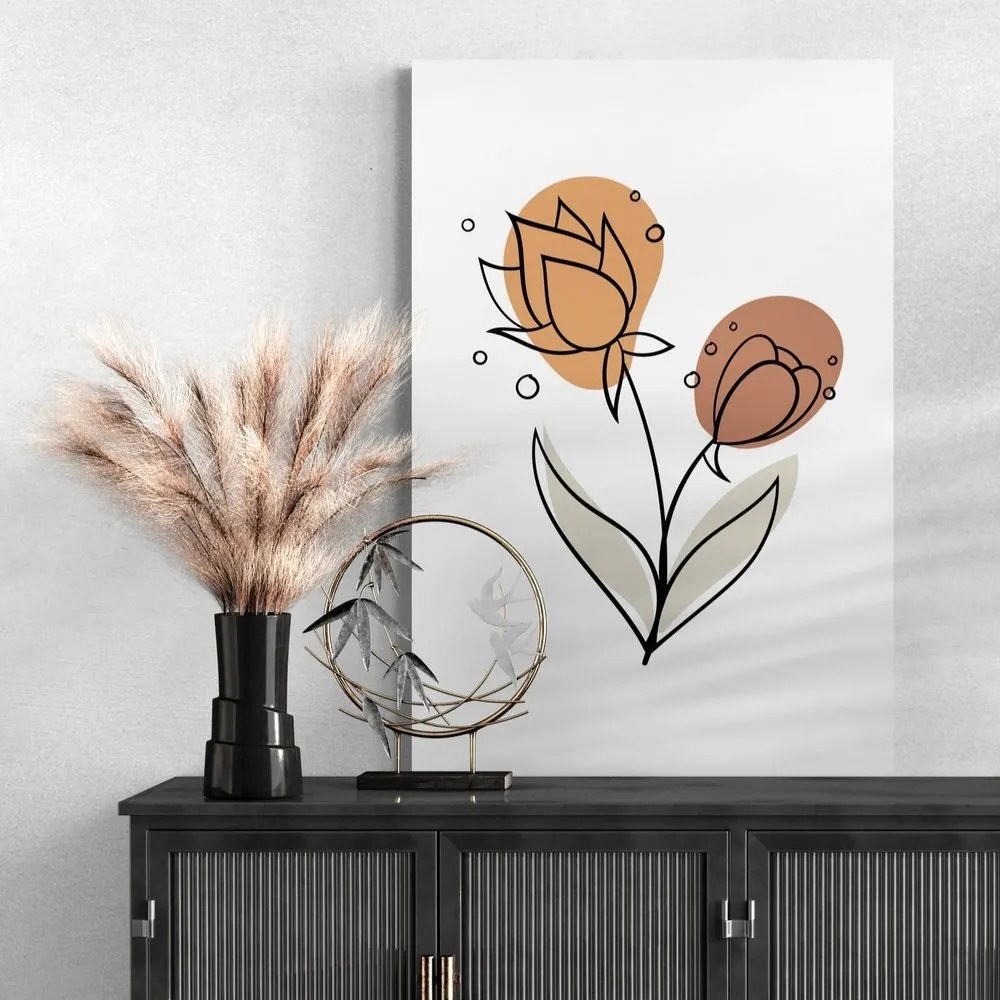 Tablou floare minimalistă pe fundal alb No3