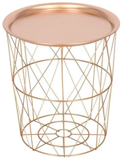 MASA ROTUNDA CU COS DEPOZITARE, METALICA, AURIU ROZ, 26.5 35X40 CM, LOFT, SPRINGOS