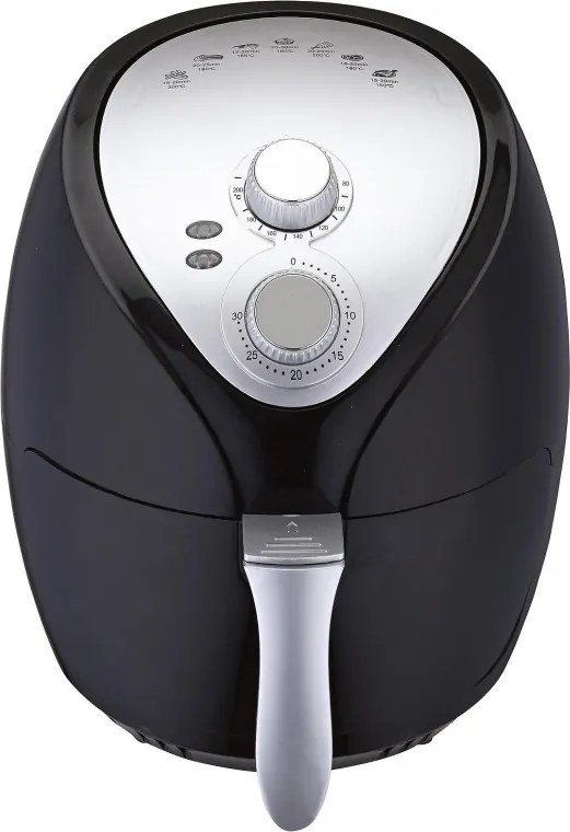 Resigilat: Friteuza cu aer cald Crown CAF-3013, 1300 W, 3 l, 7 programe, Pana la 200°C, Comanda mecanica, Timerr, Negru/gri