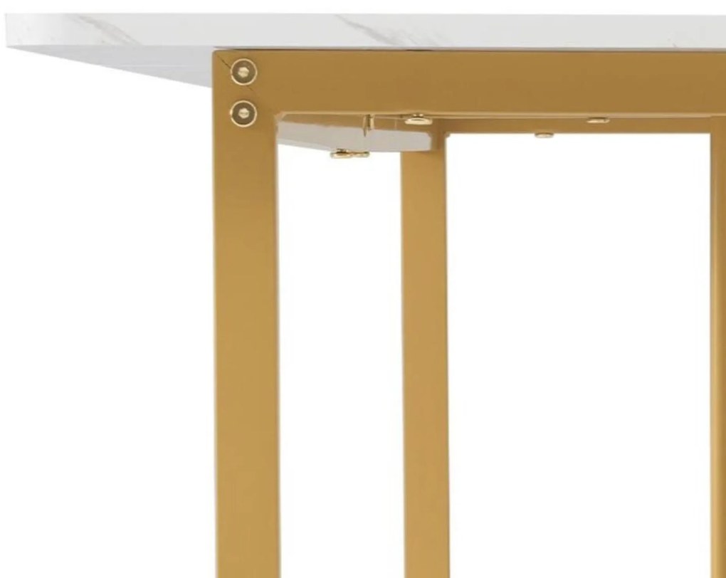 Masă de bucătărie dreptunghiulară cu cadru metalic stabil, Alb | Aosom Romania