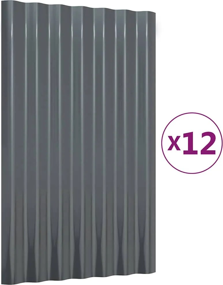 vidaXL Panouri de acoperiș 12 buc. oțel galvanizat antracit 60x36 cm