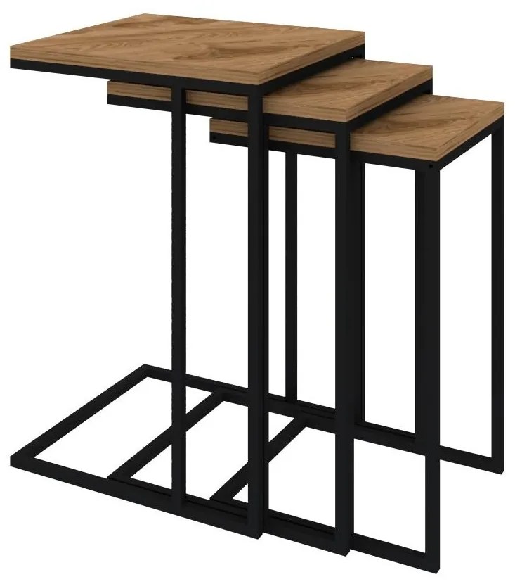 Set 3buc. măsuțe cafea Siloto (negru + oud). 1094344