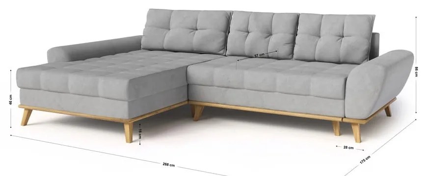 Colțar gri deschis extensibil (cu colț pe partea stângă ) Balitco – Ropez