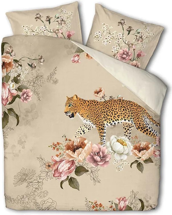 Lenjerie de pat din bumbac TIGER GARDEN bej Dimensiune lenjerie de pat: 2 buc 60 x 70 cm | 200 x 200 cm