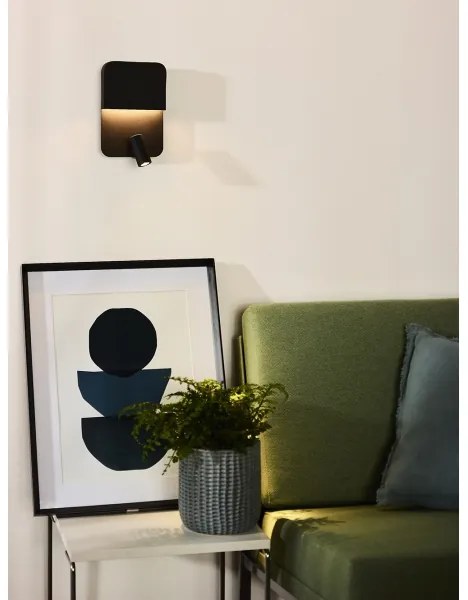 Aplică Lucide 79200/08/30 BOXER LED/5W/230V + LED/5W USB negru