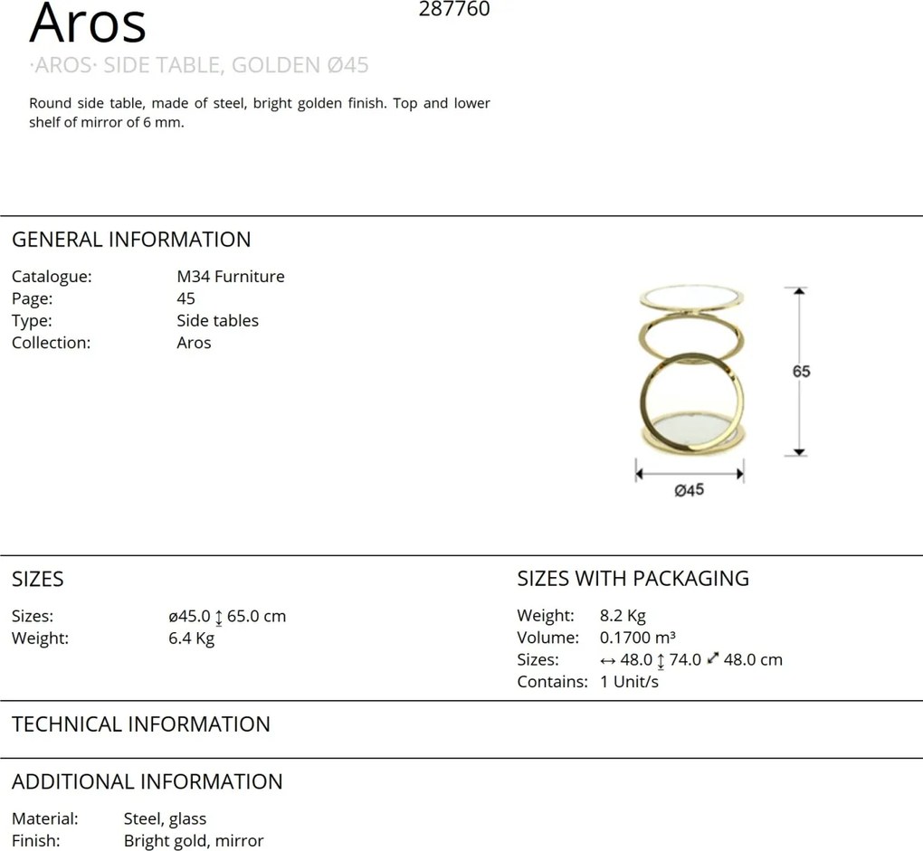 Masuta laterala design ultra-modern Aros SV-287760