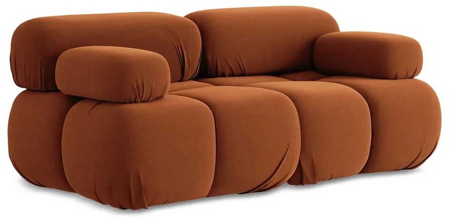 Canapea modulară portocalie cu tapițerie din catifea 190 cm Lokua – Makamii