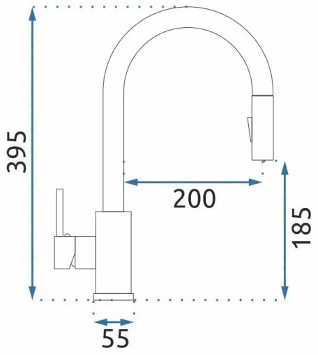 Baterie pentru chiuvetă cu duș extractabil FRESH, 39,5 cm, nichel - REA-B9146