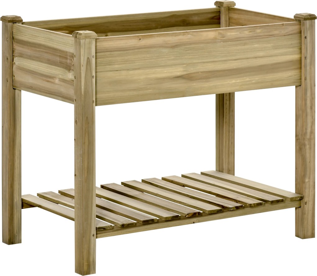 Outsunny Jardinieră Inălțată din Lemn cu Raft Inferior, Ideală pentru Grădină și Balcon, Suport pentru Plante, 91x51x76 cm | Aosom Romania