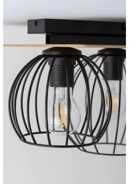 Lustră aplicată CYBER 2xE27/60W/230V lemn/neagră