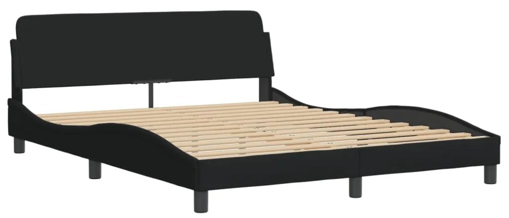373207 vidaXL Cadru de pat cu tăblie, negru, 160x200 cm, textil