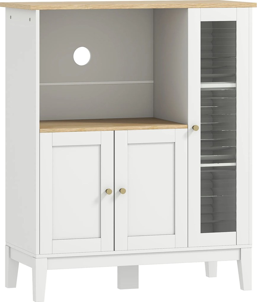 HOMCOM Dulap pentru Microunde cu Dulap Inferior și Rafturi Laterale din Lemn Alb | Aosom Romania