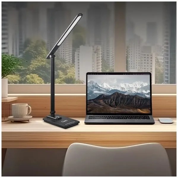 Lampă LED dimabilă de masă cu USB LED/9W/230V 3000K/4000K/5500K negru