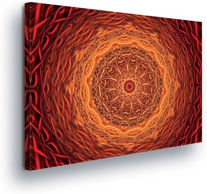 GLIX Tablou - Orange Mandala 100x75 cm