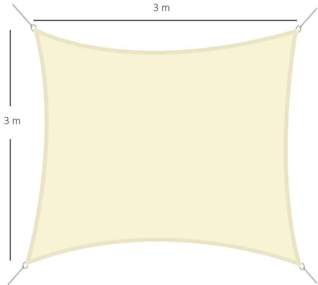 Outsunny Voal de umbra pătrat 3x3m material pentru exterior protecție anti-UV, pentru grădină terasă exterior patio piscină balcon, crem | Aosom Romania