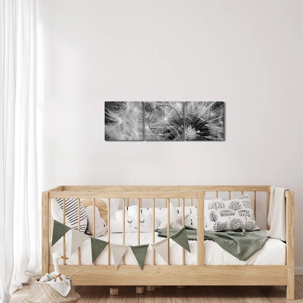 Tablou - mulțime de păpădii (cu ceas) (90x30 cm)