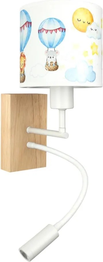 Brilagi - Lampă LED Flex. BOBO WOOD 1xE27/25W/230V + LED/3W stejar/alb/animăluțe
