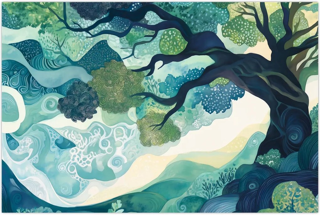 Tablou – Coroană verde a arborelui vieții (90x60 cm)