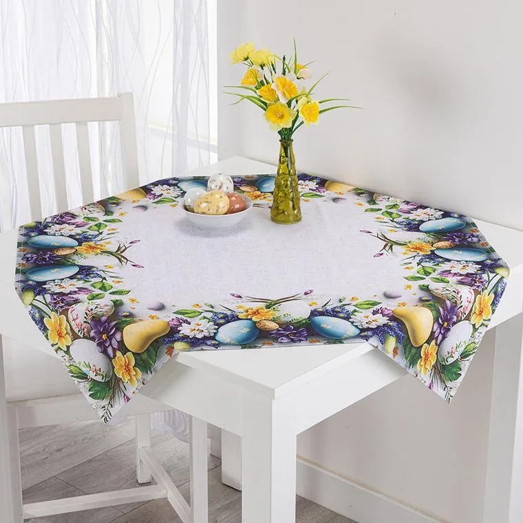decoDoma Față de masă centrală cu imprimeu OUĂ DE PAȘTE 85 x 85 cm