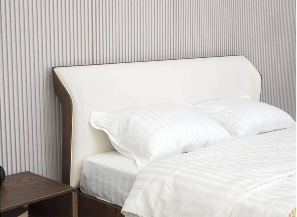Pat lemn masiv Bordo Tapitat 140/160/180x200 cm - 180x200