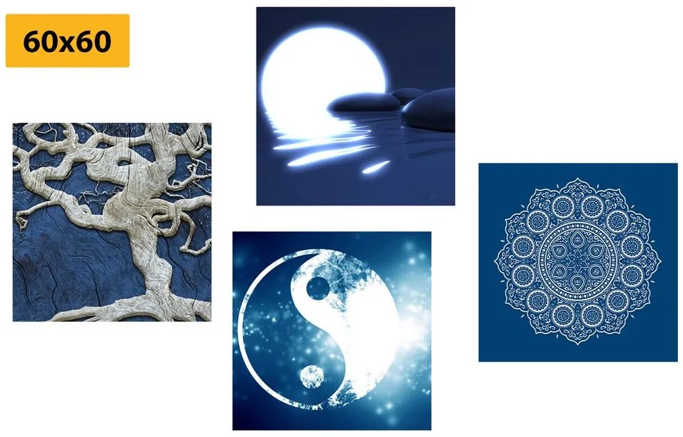 Set tablouri Feng Shui în design albastru