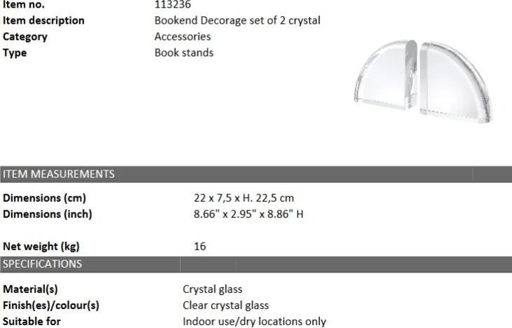 Set 2 obiecte decorative din sticla design LUX Bookend 113236 HZ