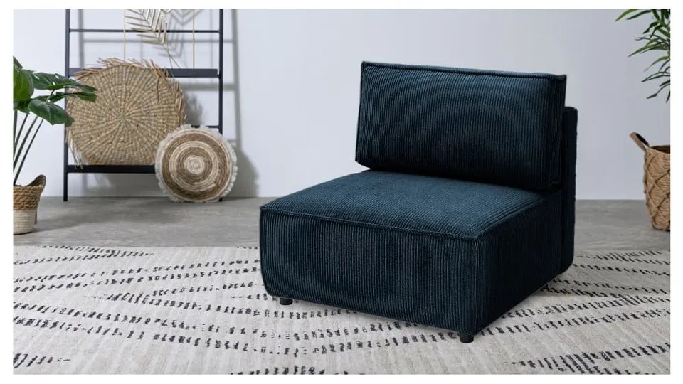 Modul pentru canapea albastru închis cu tapițerie din catifea reiată (de mijloc) Nihad modular – Bobochic Paris