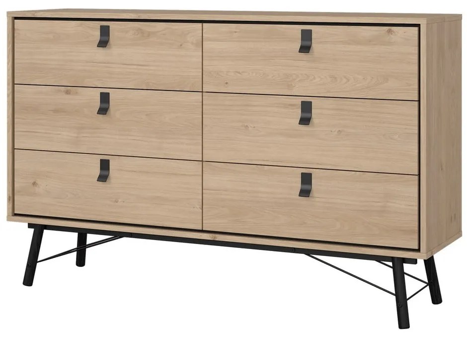 Comodă în culoare naturală joasă cu aspect de lemn de stejar 153x95 cm Ry – Tvilum