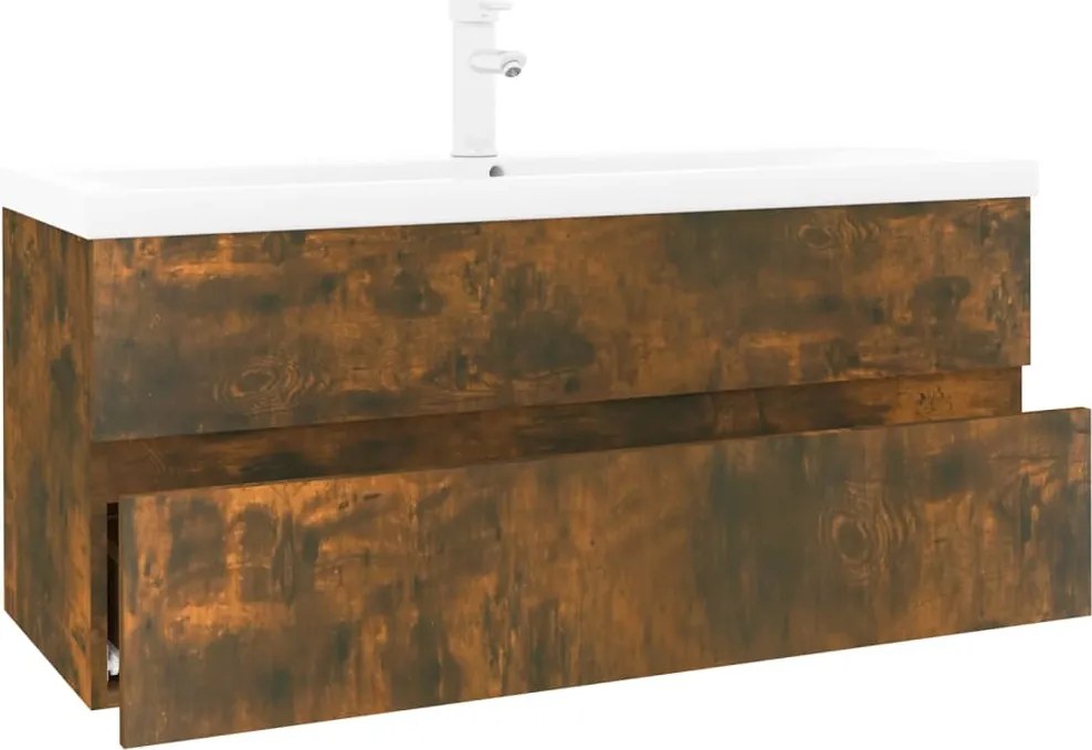 vidaXL Dulap chiuvetă bazin încorporat stejar fumuriu lemn prelucrat