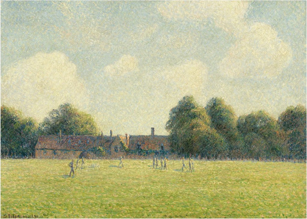 Tablou pe sticlă - Camille Pissarro, Hampton Court Green, reproducere (70x50 cm)
