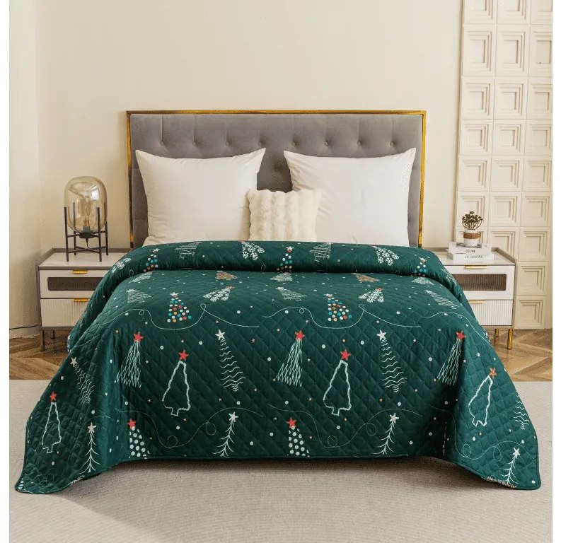 Cuvertura de pat cu model CHRISTMAS DRIFT, verde Dimensiune: 170 x 210 cm