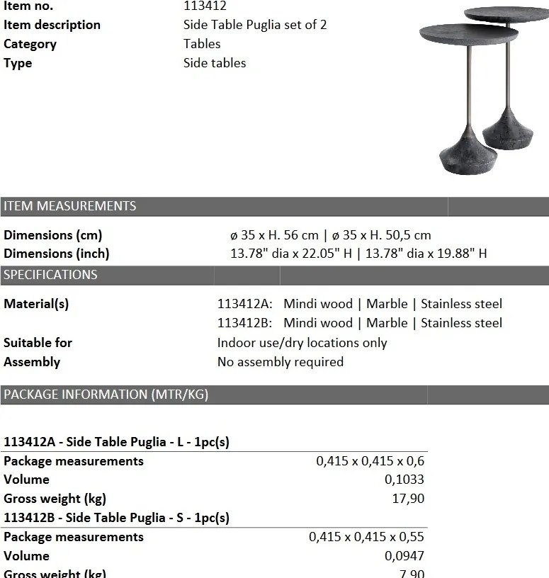 Set de 2 masute design LUX Puglia 113412 HZ