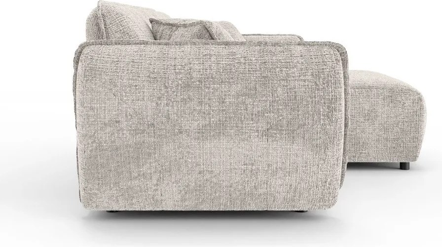 Colțar bej cu tapițerie din chenille (cu colț pe partea dreaptă/cu șezlong) Nelia – Ropez