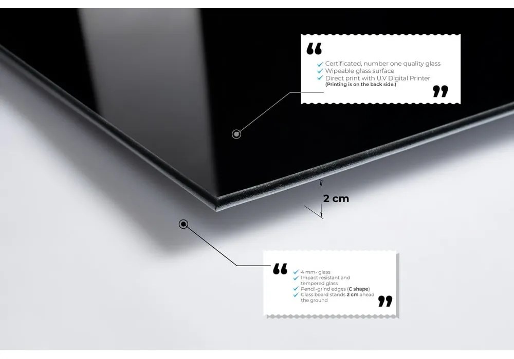 Tablou din sticlă 100x70 cm Marble – Wallity