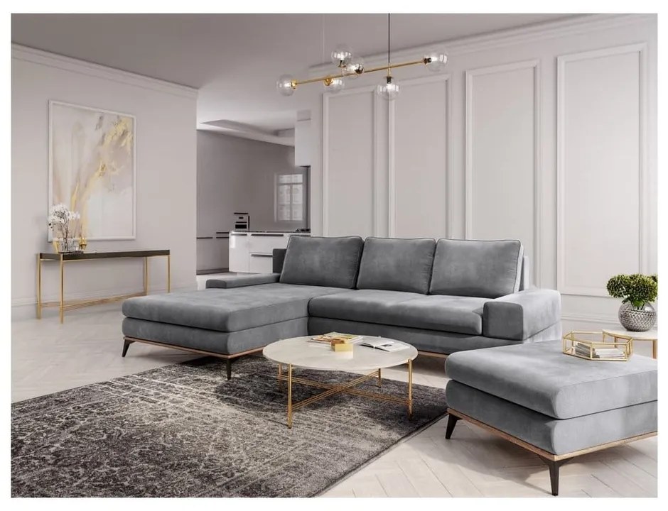 Puf cu tapițerie de catifea Windsor & Co Sofas Astre, gri