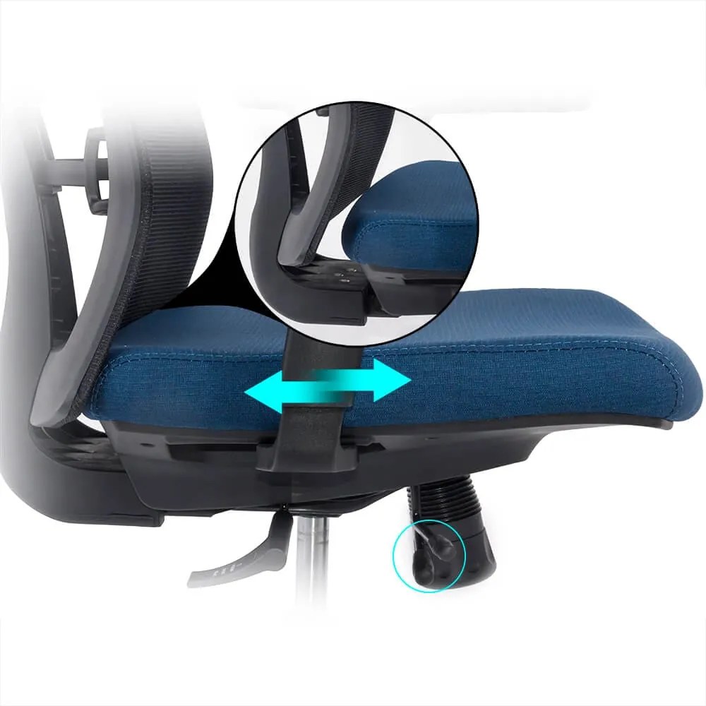 Scaun ergonomic SYYT 9501 albastru, brațe 3D și multiblock