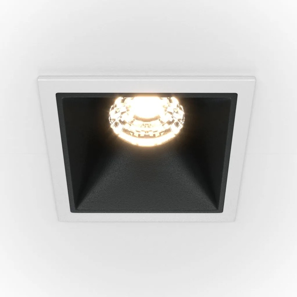 Spot LED incastrabil dimabil design tehnic Alpha alb, negru, 6,5x6,5cm, 3000K